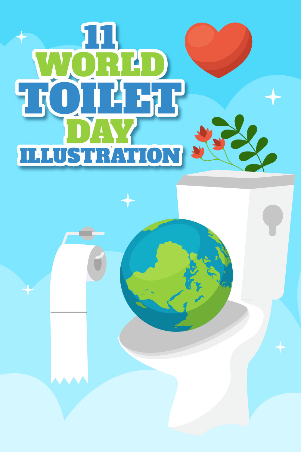 11 World Toilet Day Illustration pinterest preview image.