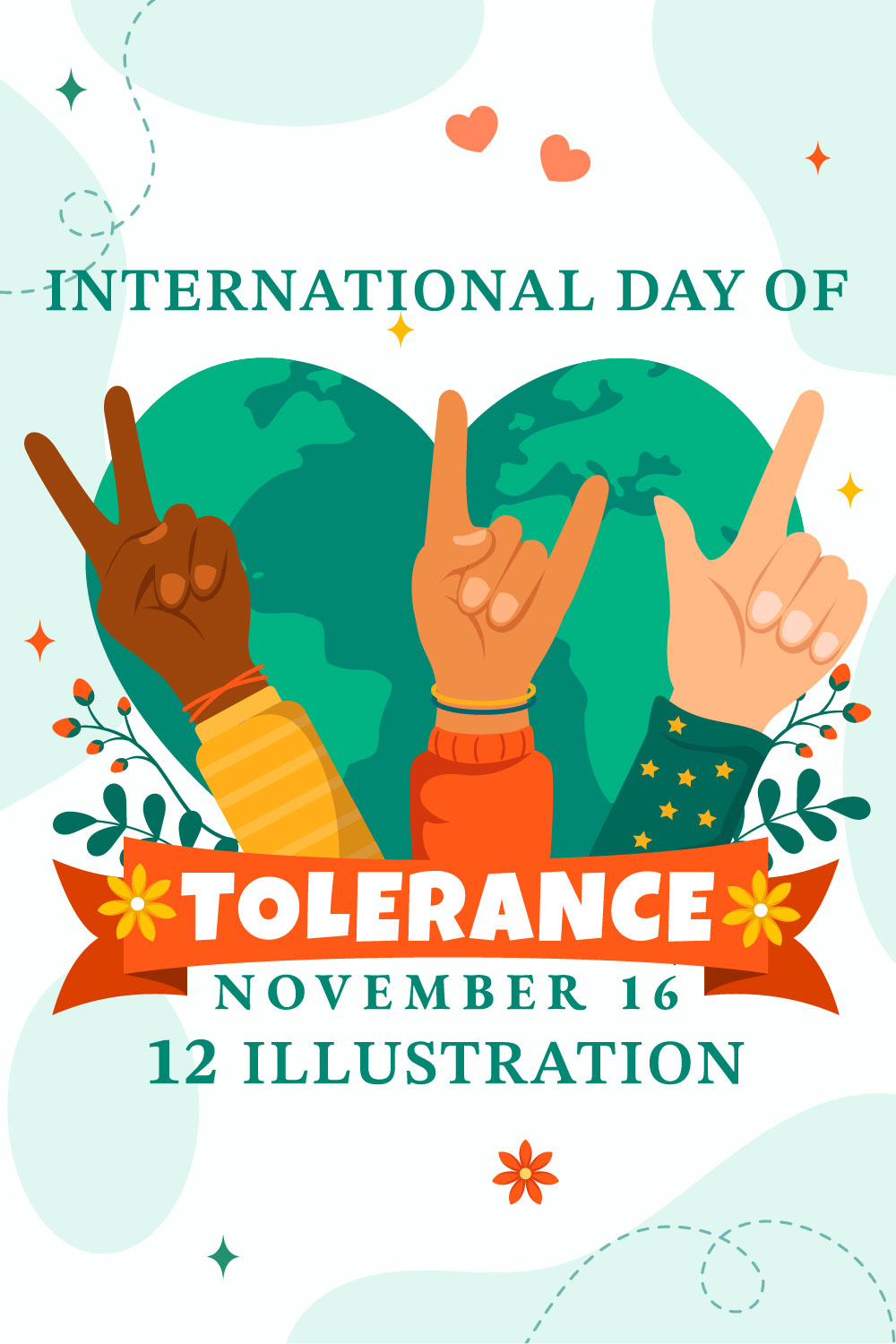 12 International Day for Tolerance Illustration pinterest preview image.