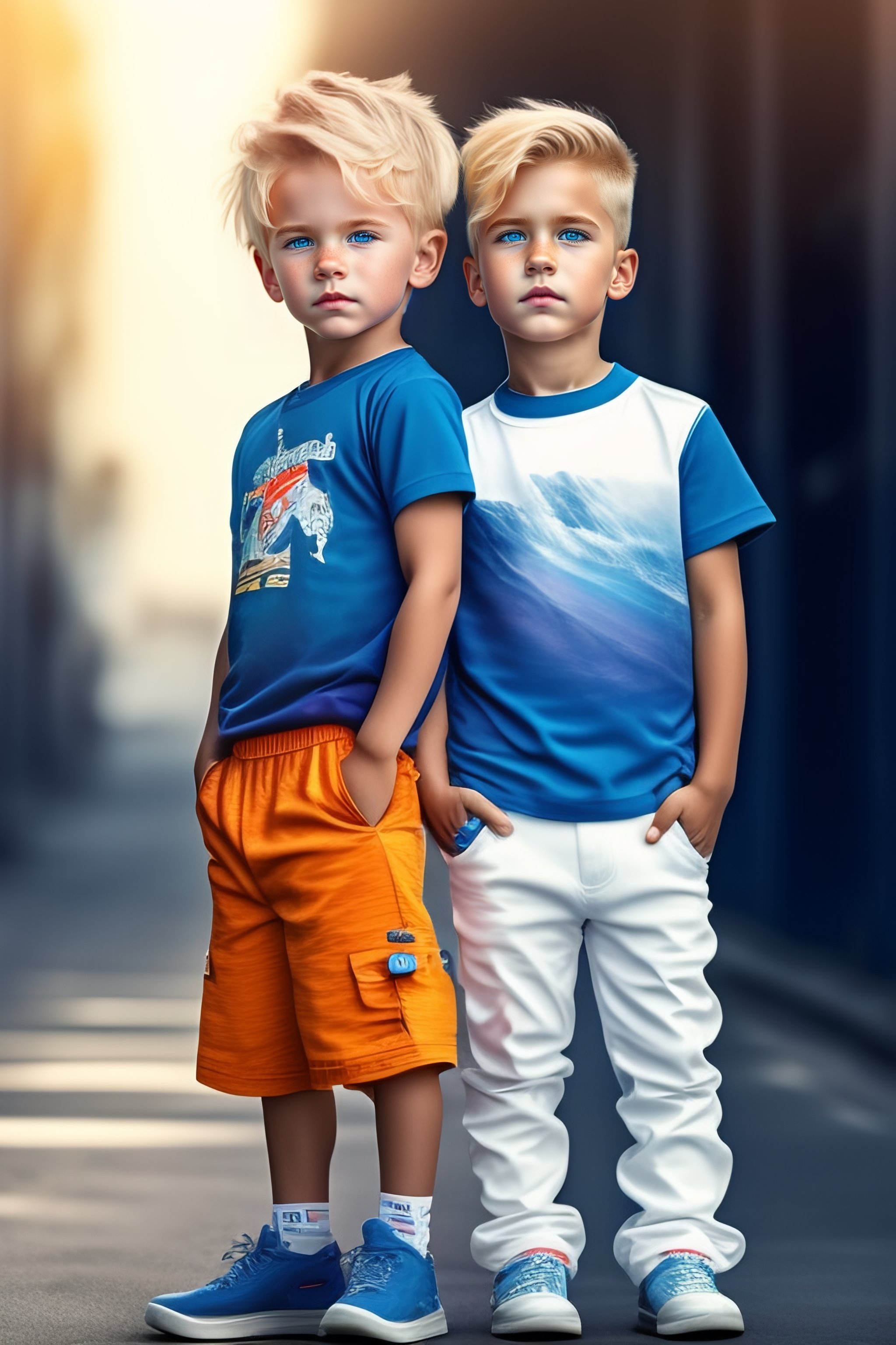 tow personhalf boy half girl blond with blue eyes 638