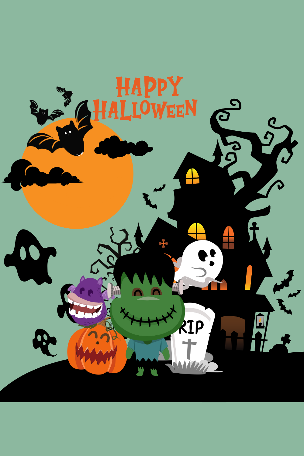 Halloween template pinterest preview image.