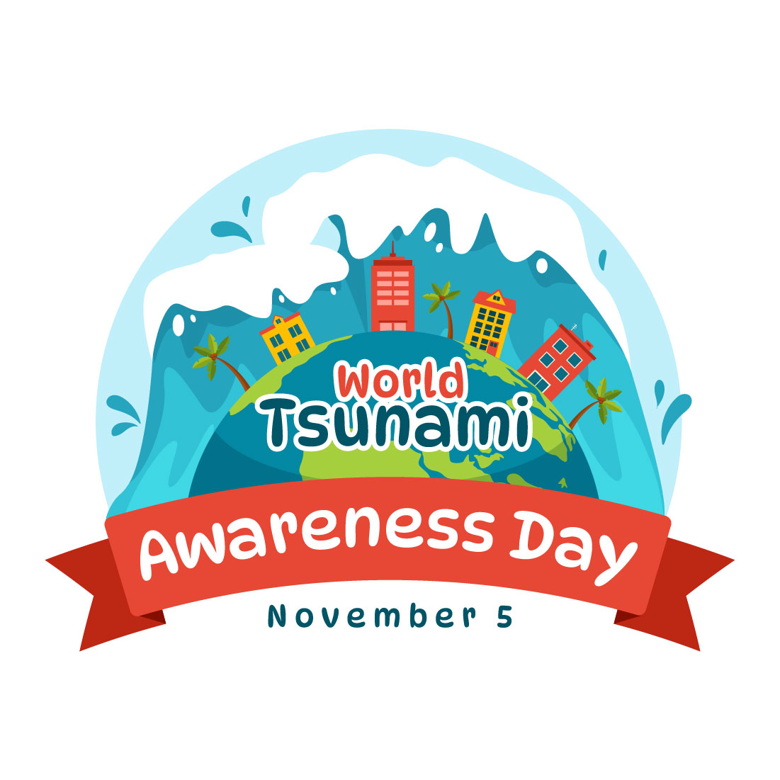 12 World Tsunami Awareness Day Illustration cover image.