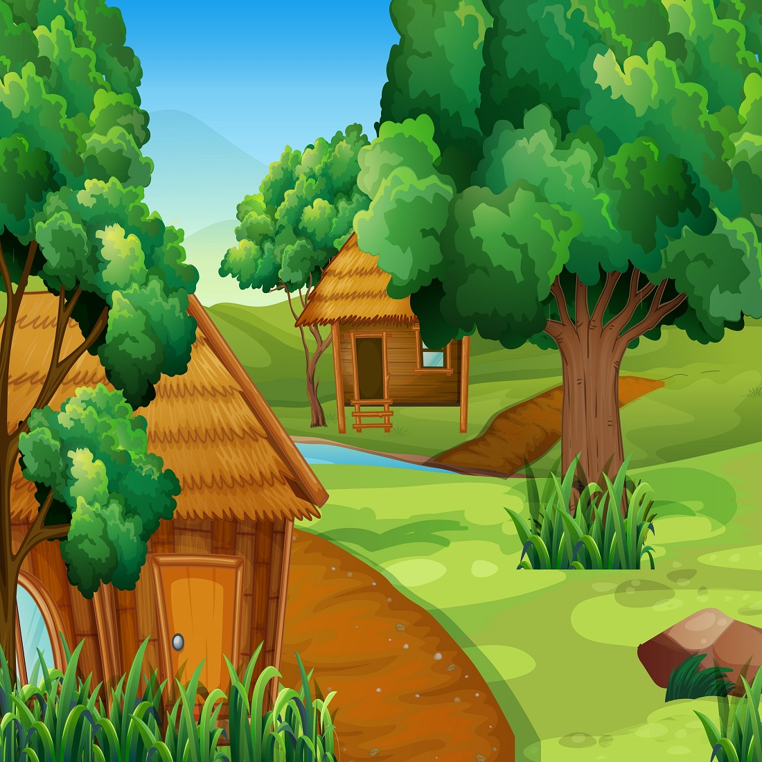 Two wooden cabins forest preview image.