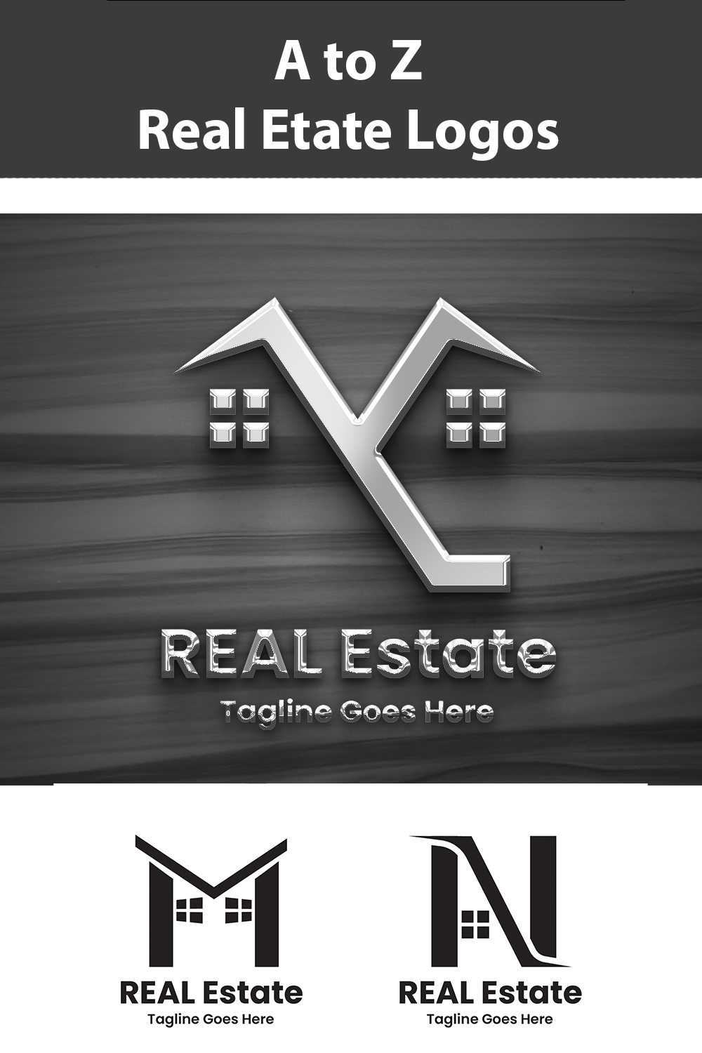 A to Z letter real estate logos pinterest preview image.