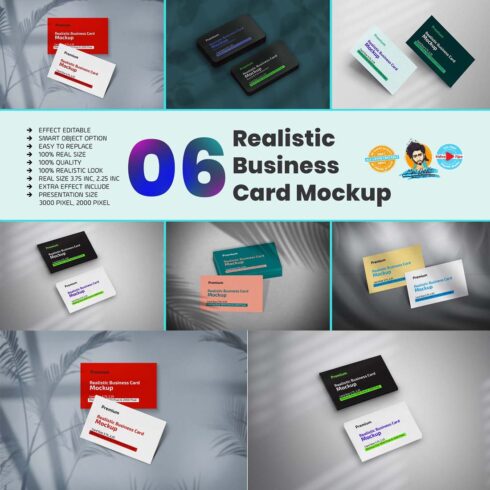 Realistic Unique Business Card Mockup cover image.