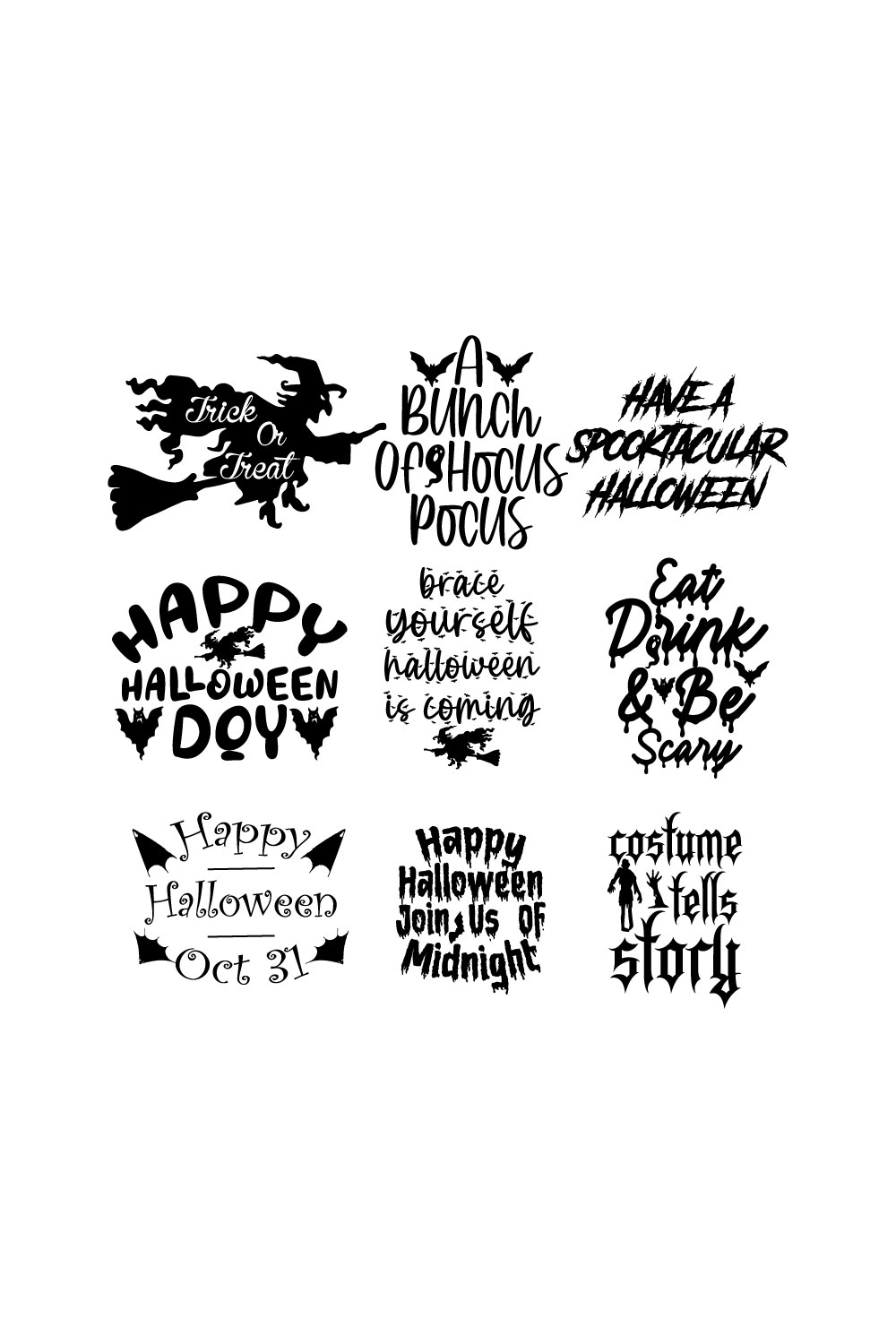 9 Halloween SVG Design Template, Halloween SVG Design, Halloween SVG Design Bundle pinterest preview image.