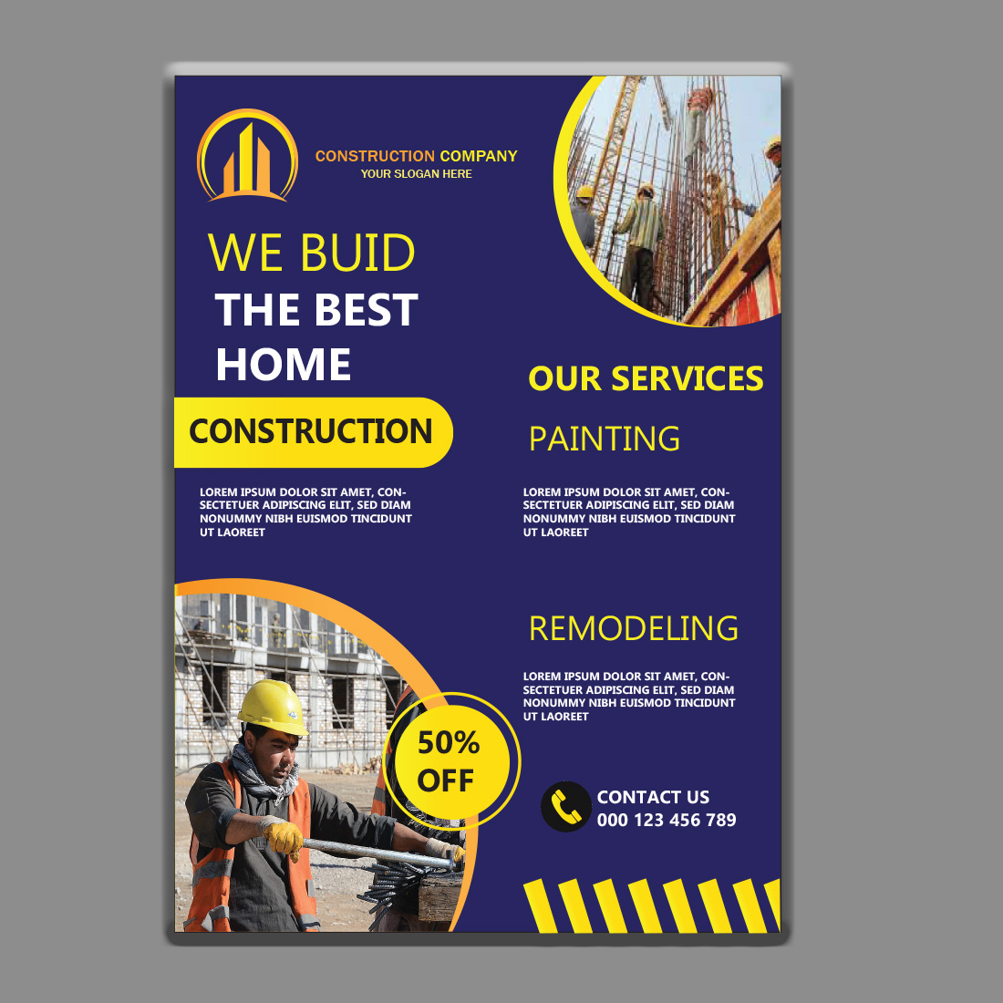 1 Creative Construction poster and Flyer design preview image.