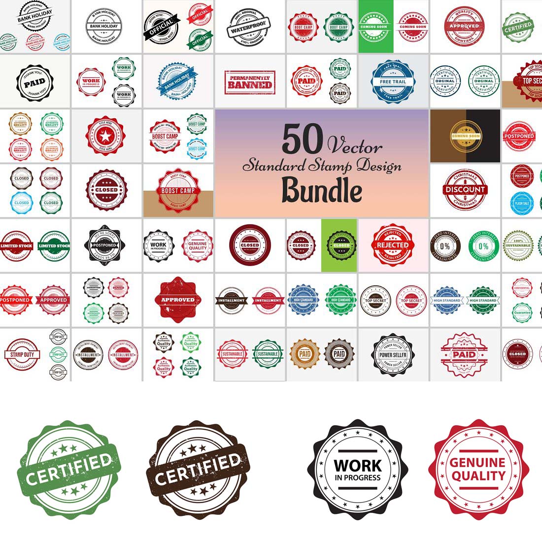 50 Standard Stamp Design Bundle cover image.