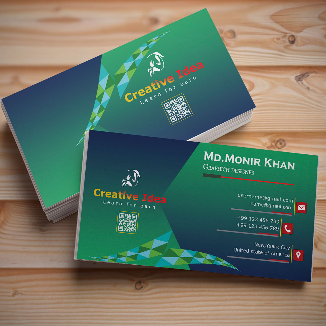 Double Sided Professional Business Card Design preview image.