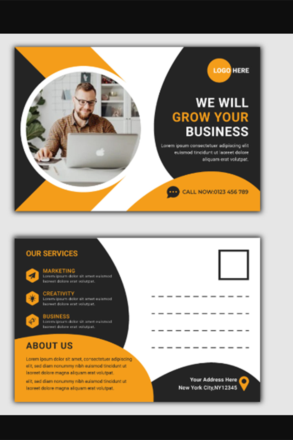 Corporate Postcard Template pinterest preview image.