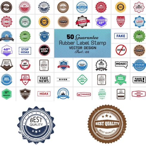 50 Rubber Label Stamp Vector Design cover image.