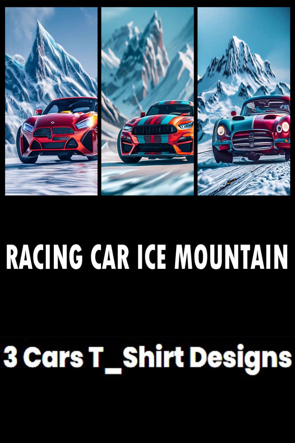 3 Racing Cars T-Shirt Designs Bundle JPG Collections pinterest preview image.