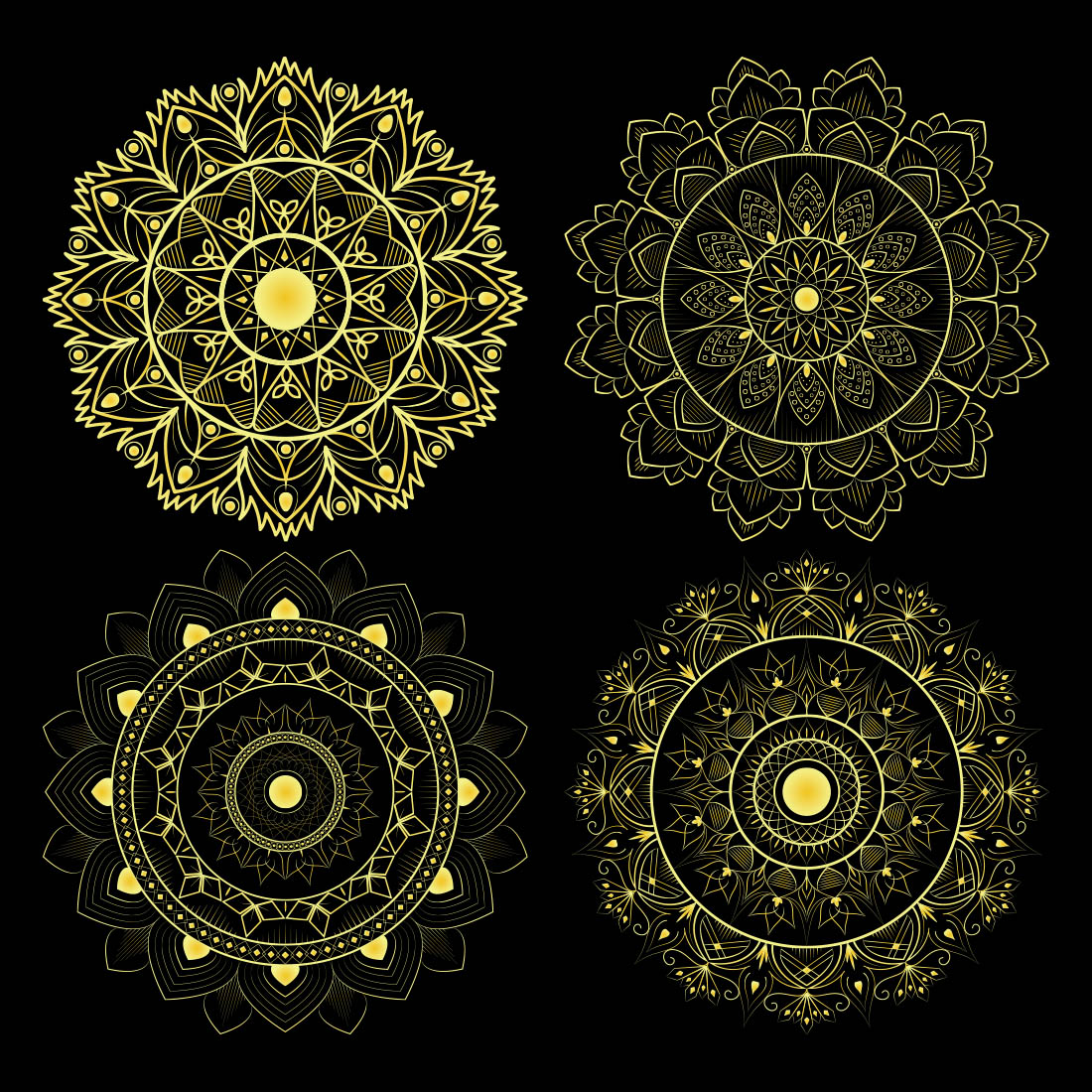 13 Luxury Golden Mandala with Black Background preview image.