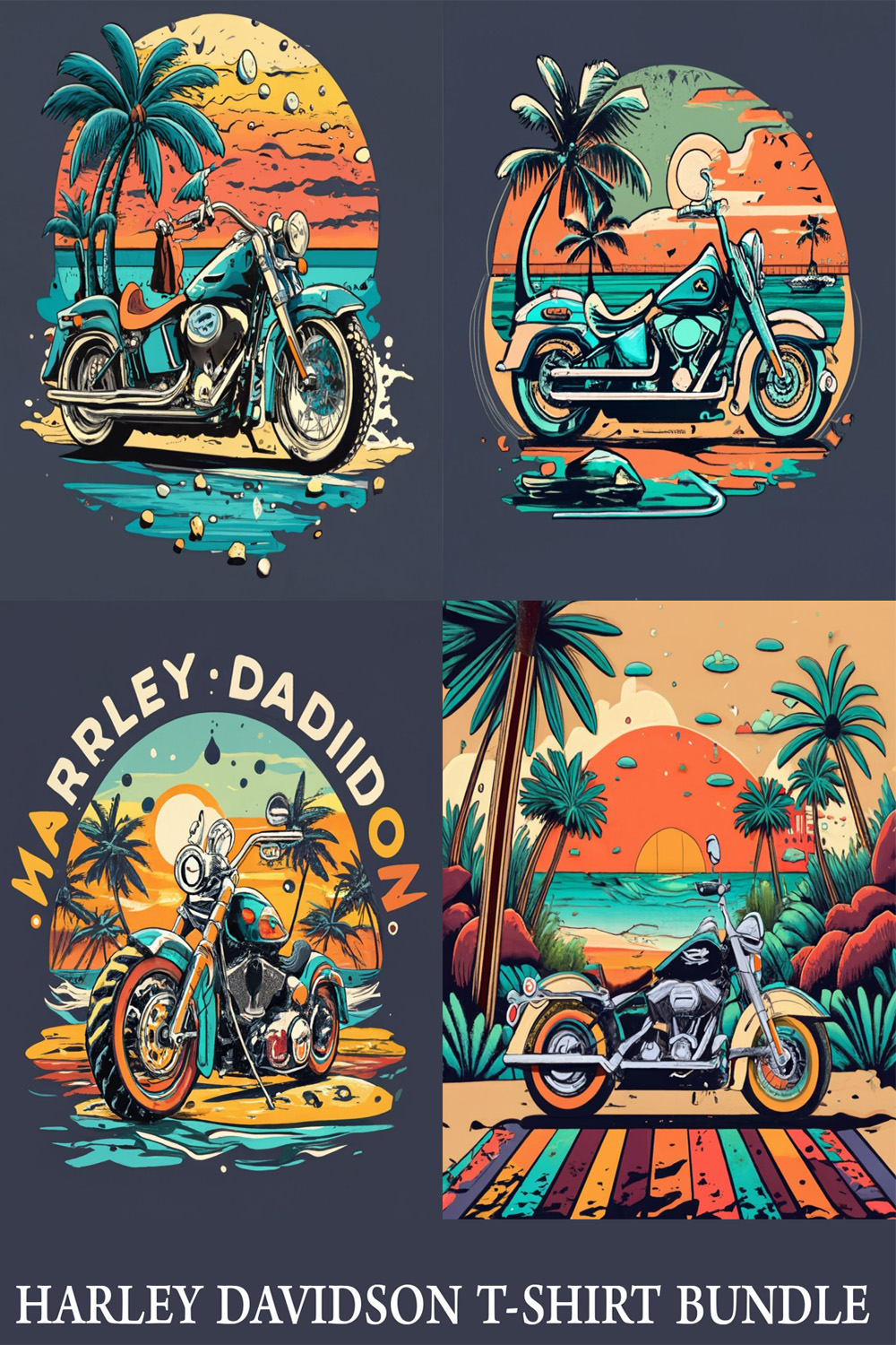 Harley Davidson Vintage T Shirt Bundle pinterest preview image.