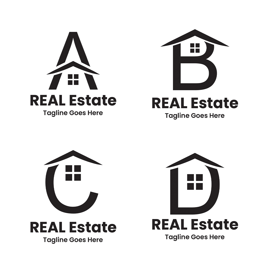 A to Z letter real estate logos preview image.