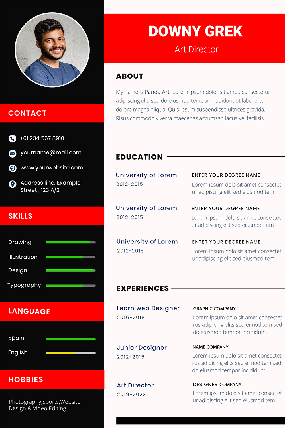 New Clean CV Template 2024 pinterest preview image.