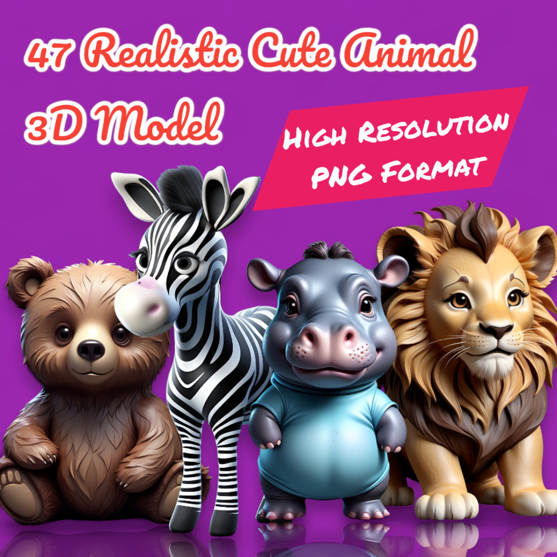 47 Realistic Cute Animal 3D Model High Resolution preview image.