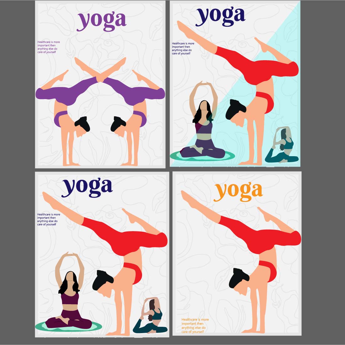 4 bundles of yoga posters, templates,Burcher's preview image.
