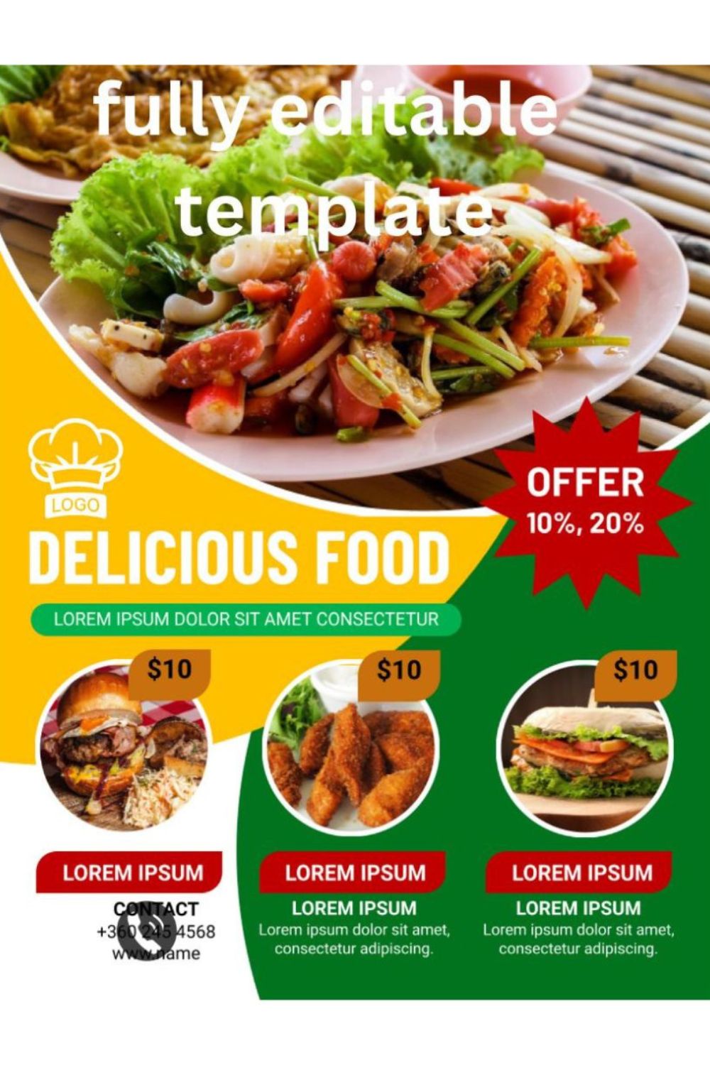 food offer template pinterest preview image.