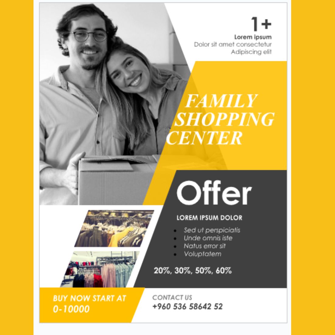 shopping offer for dresses flyer template preview image.