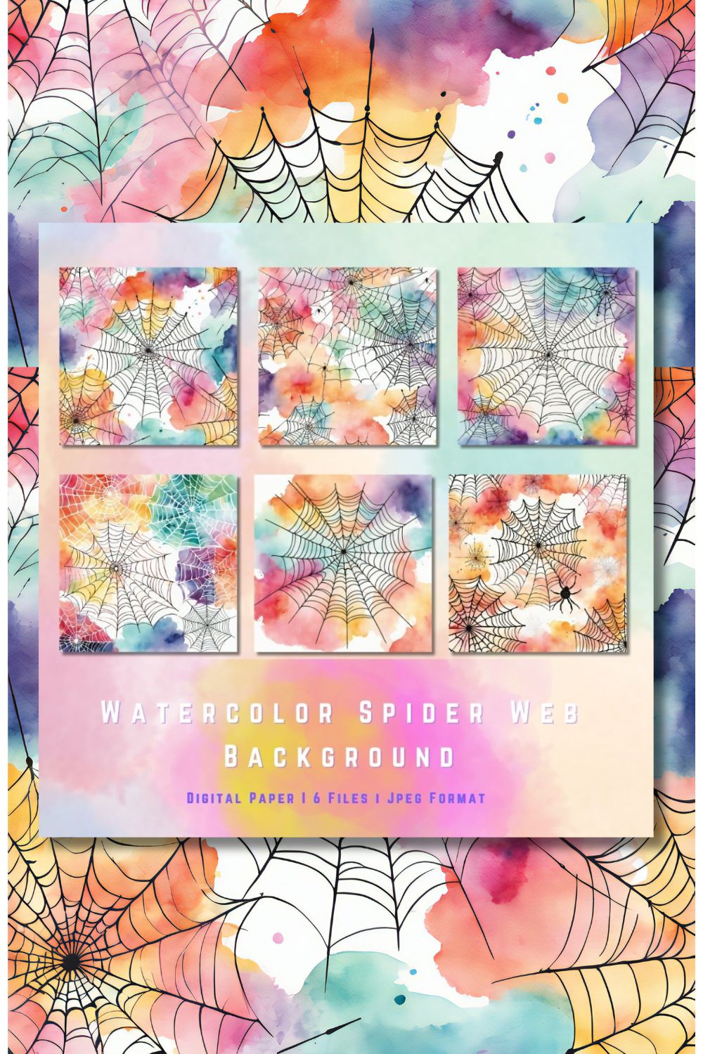 Watercolor Spider Web Background Collections pinterest preview image.
