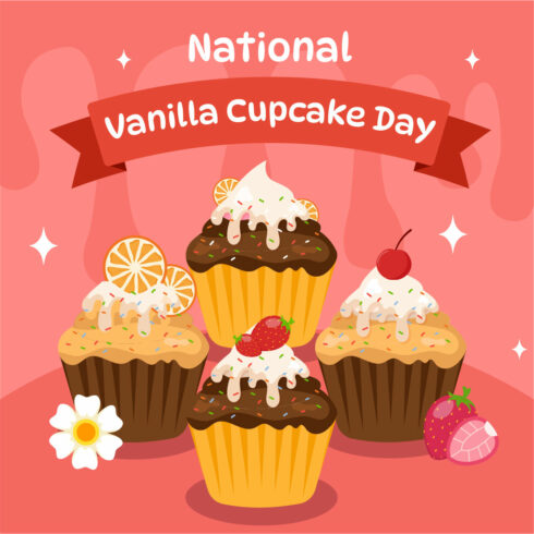 10 National Vanilla Cupcake Day Illustration cover image.