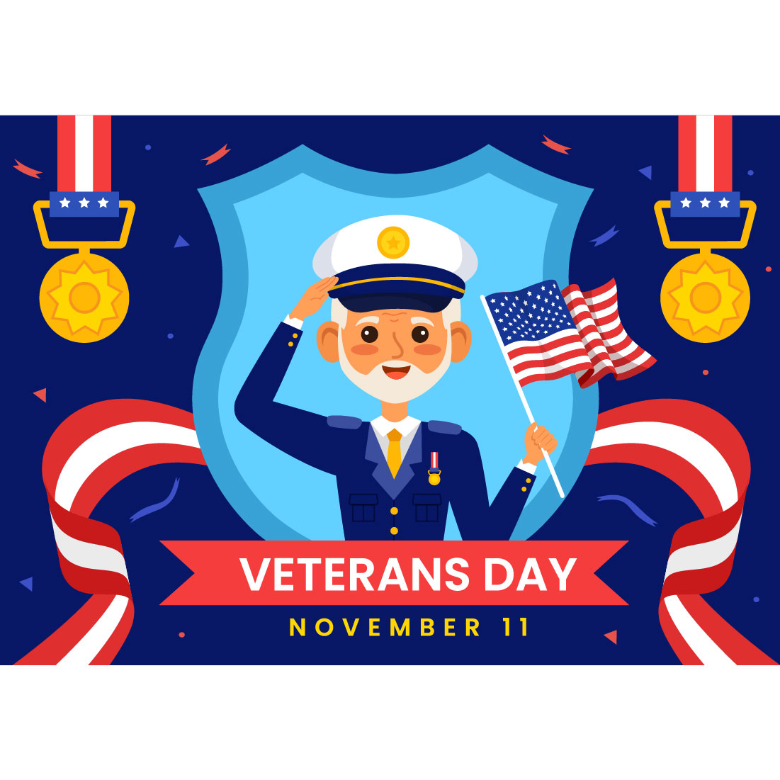 12 Happy Veterans Day Illustration cover image.