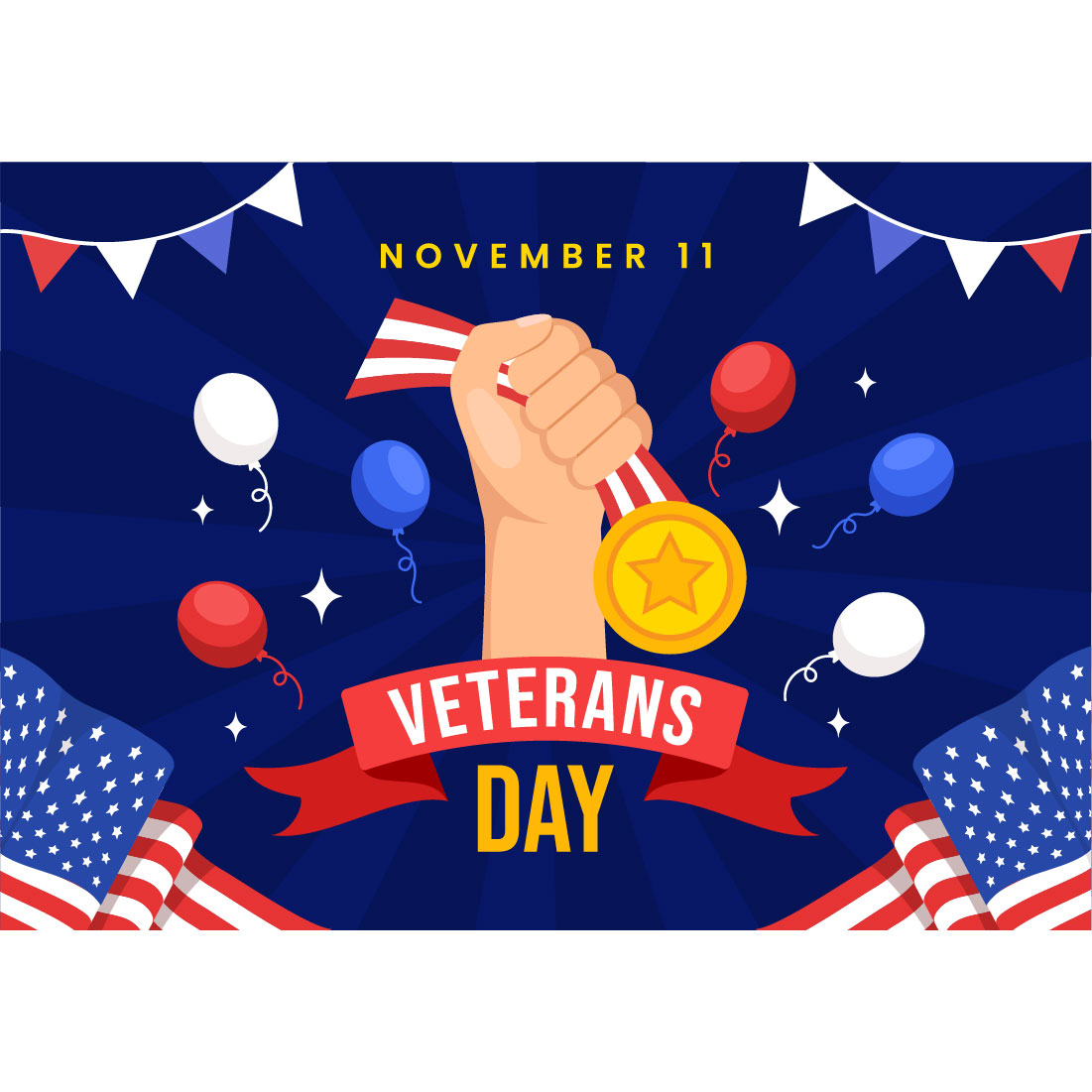 12 Happy Veterans Day Illustration preview image.