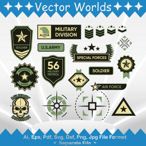 Army Badges SVG Vector Design cover image.