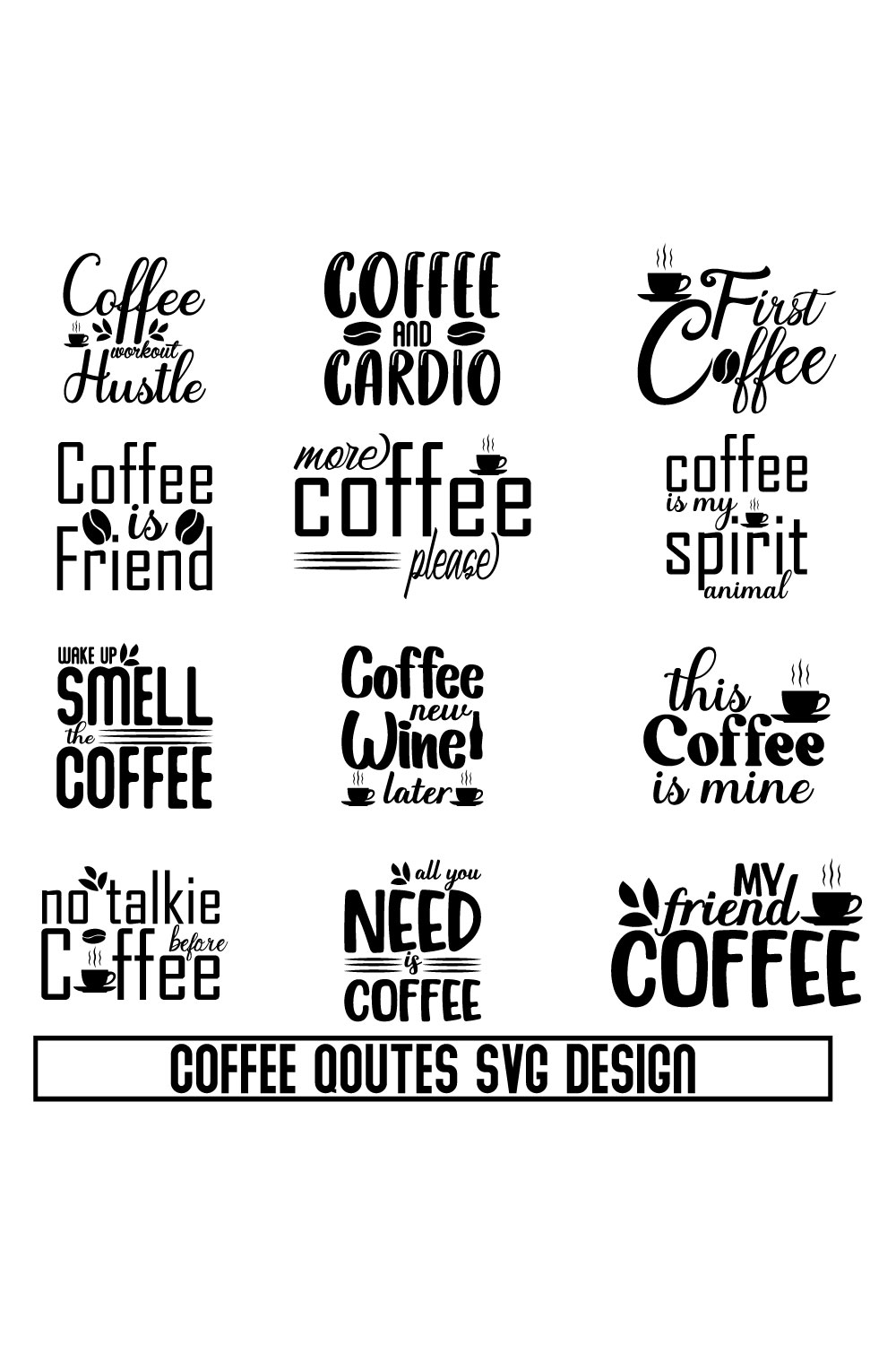 12 Coffee svg bundle Coffee tshirt quote bundle svg design, coffee typography t shirt design pinterest preview image.