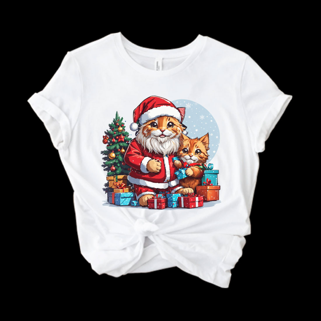 Watercolor Christmas Santa Sticker Clipart T-Shirt Design Bundle preview image.