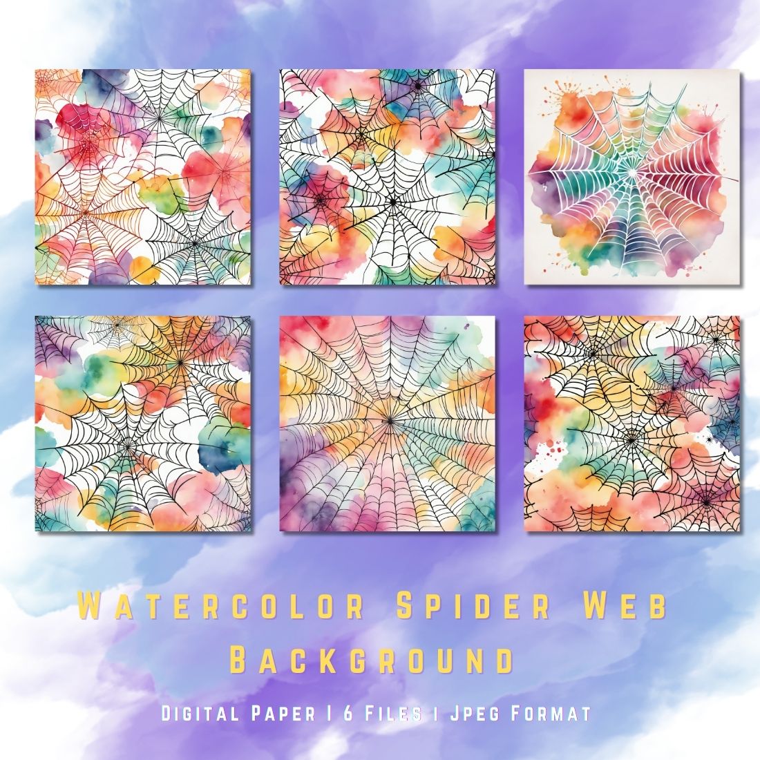 Watercolor Spider Web Digital Papers cover image.