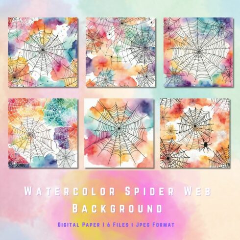 Watercolor Spider Web Background Collections cover image.
