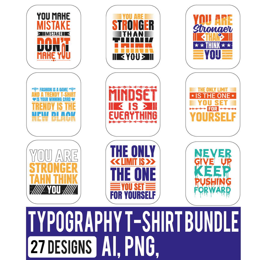 Typography t-shirt design preview image.