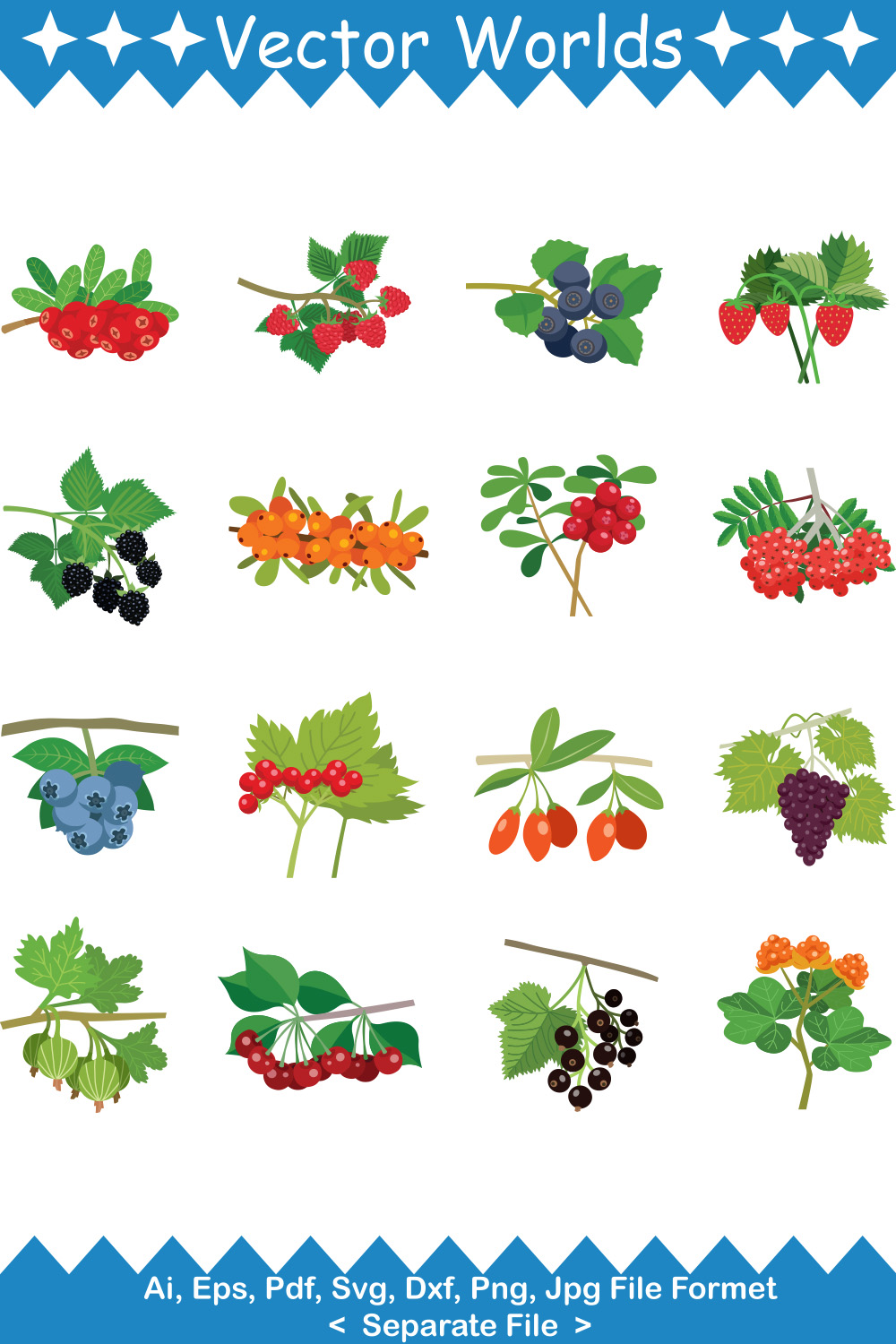 Berries SVG Vector Design pinterest preview image.