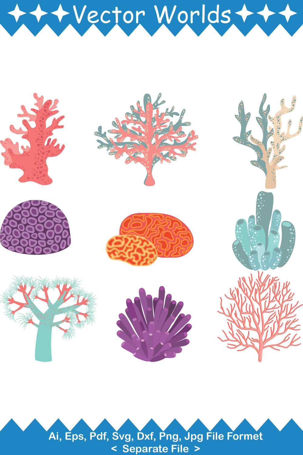 Coral SVG Vector Design pinterest preview image.