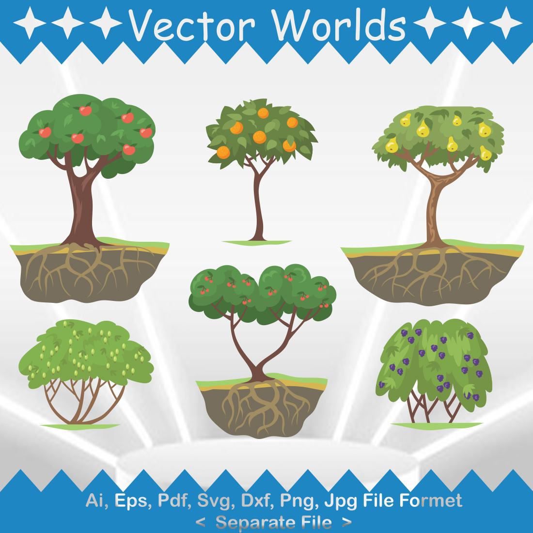 Fruit Tree SVG Vector Design preview image.