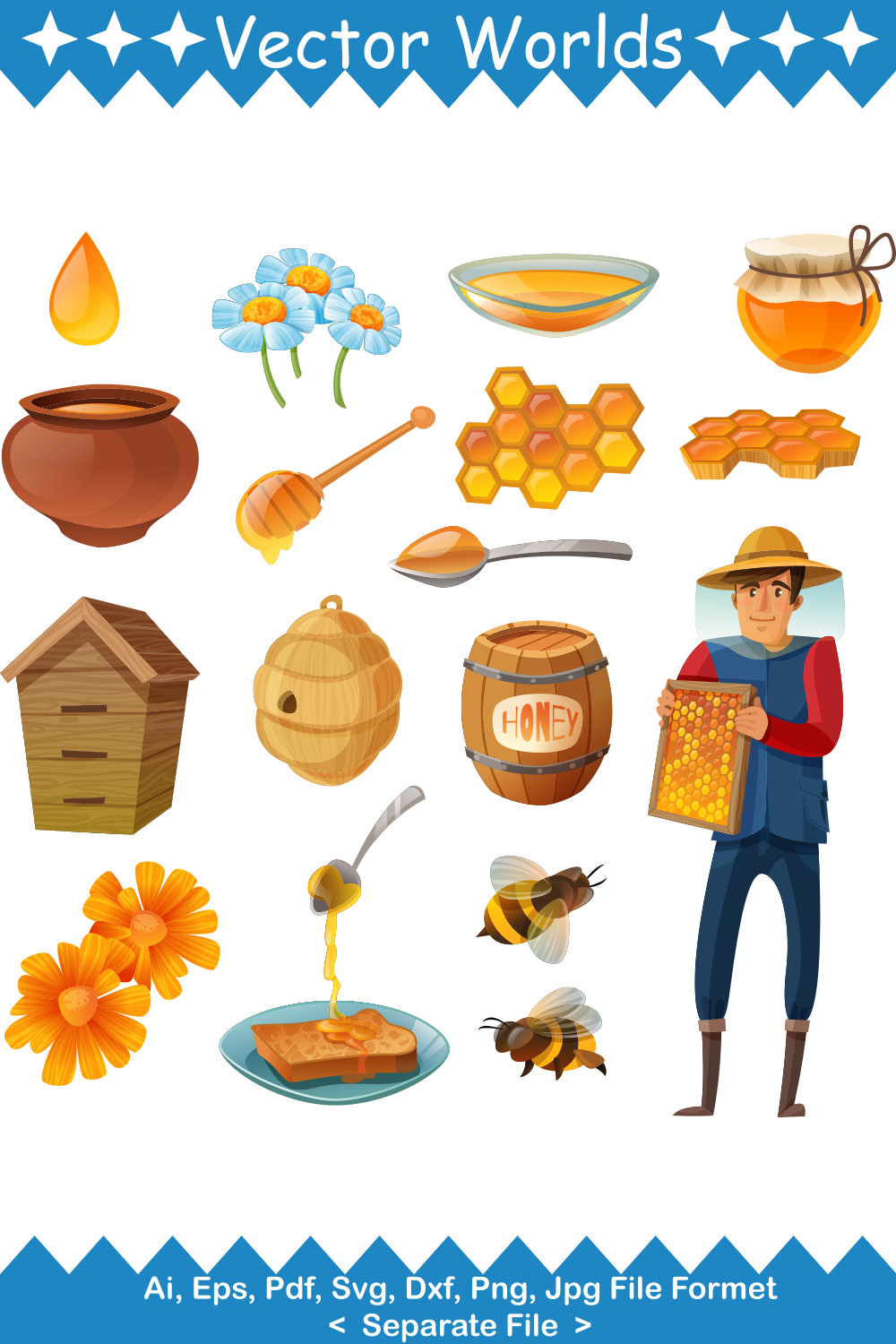 Honey SVG Vector Design pinterest preview image.