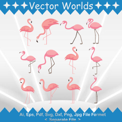 Flamingos SVG Vector Design cover image.