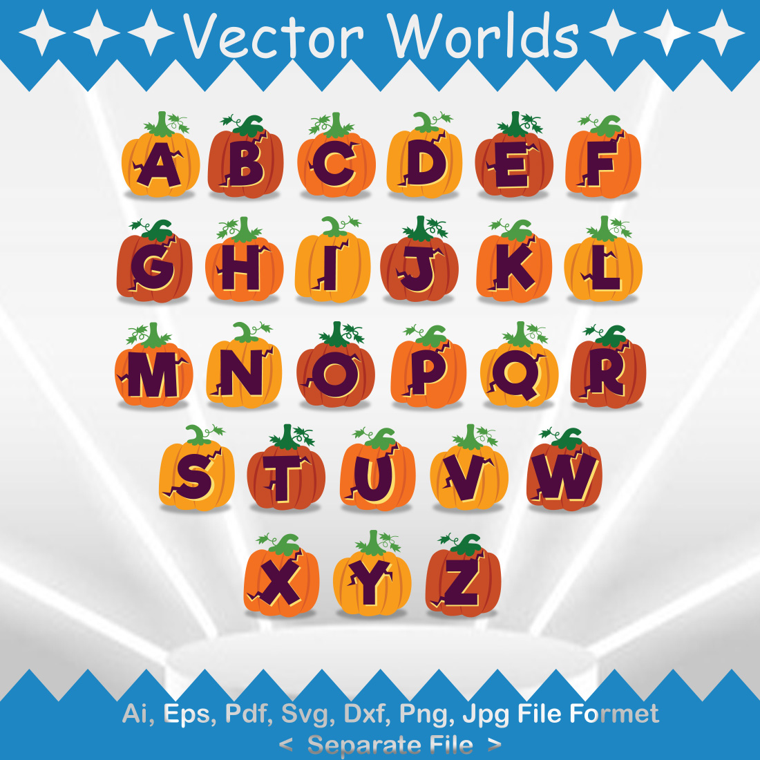 Halloween Pumpkin Alphabet SVG Vector Design cover image.