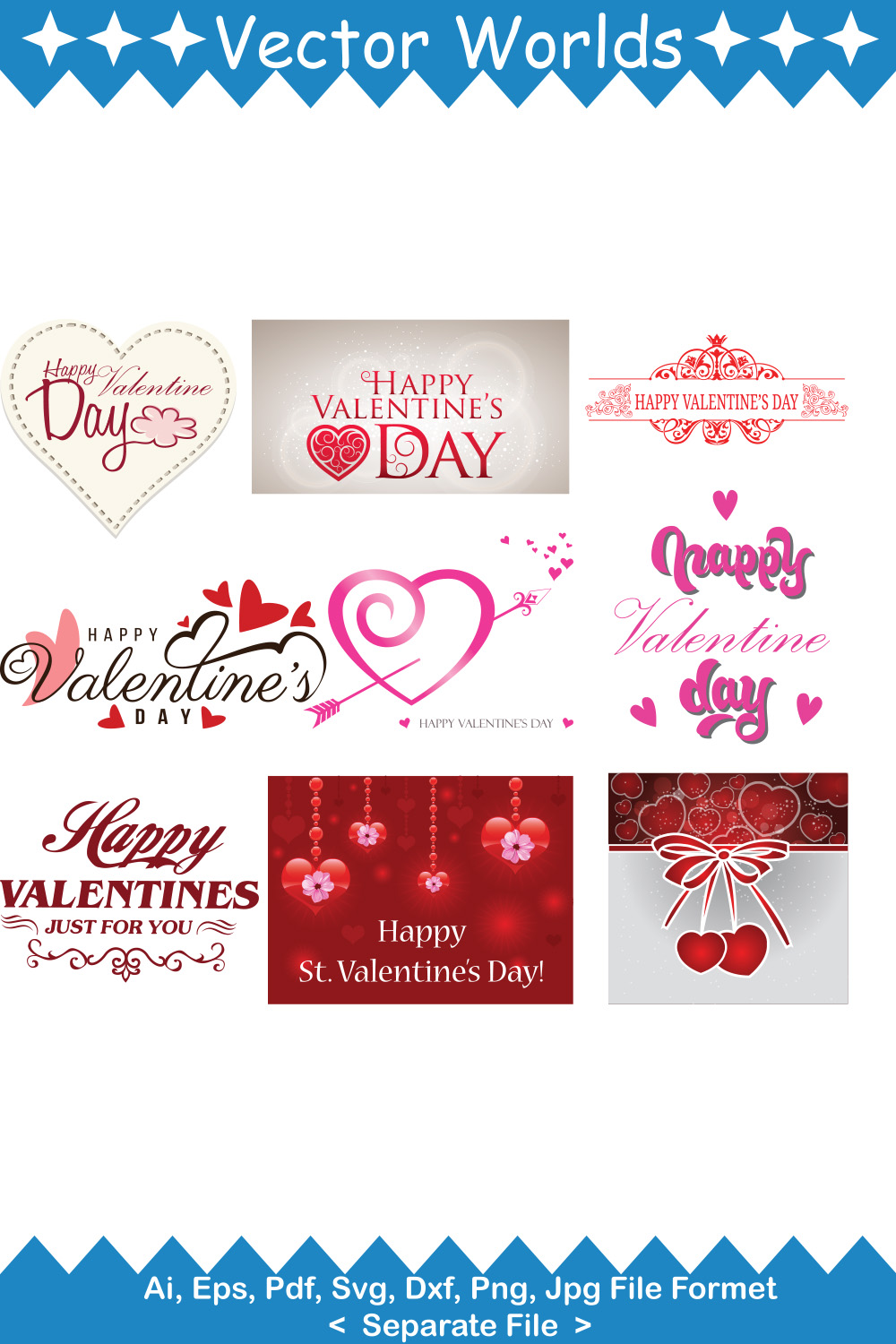 Happy Valentine Day SVG Vector Design pinterest preview image.