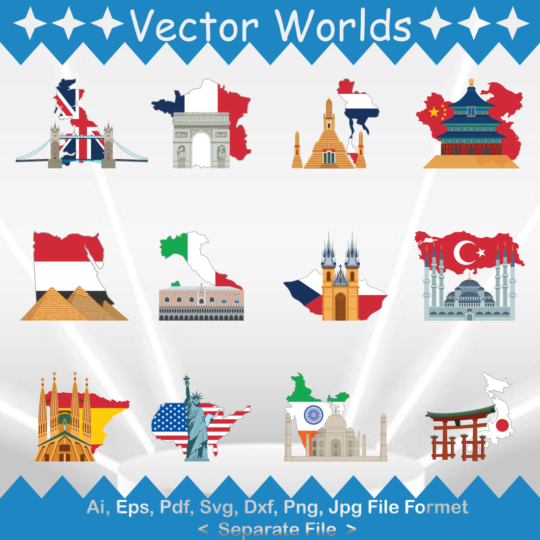 Flag Landmark SVG Vector Design preview image.