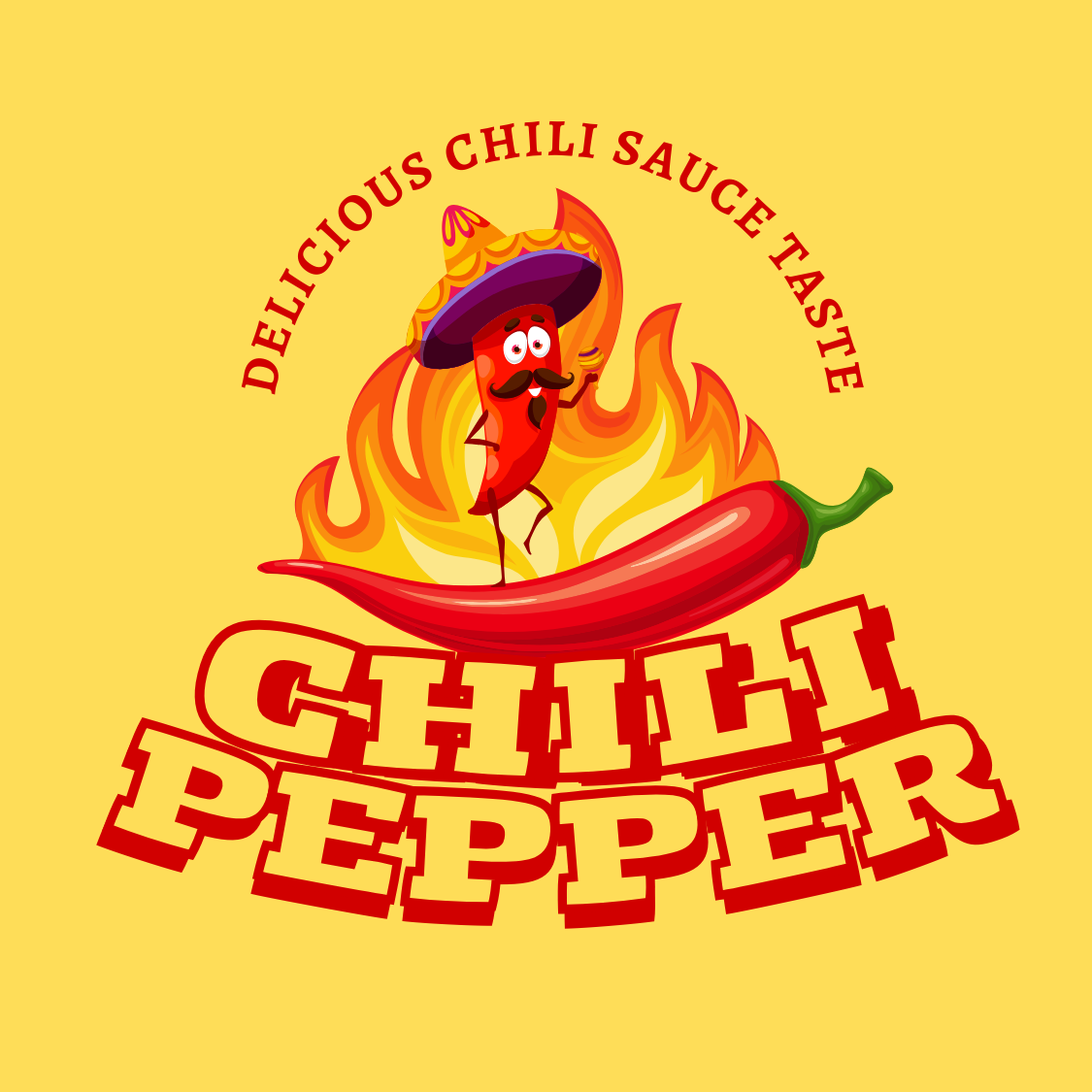 yellow red simple modern illustrated chili pepper sauce logo 1 273