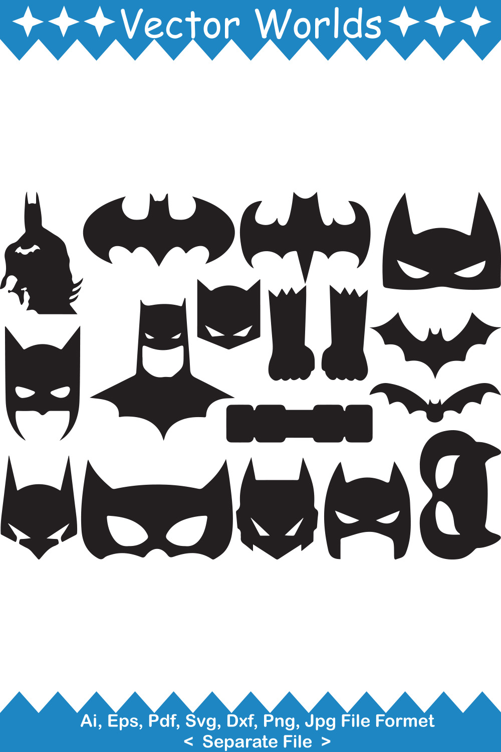 Batman Mask SVG Vector Design pinterest preview image.