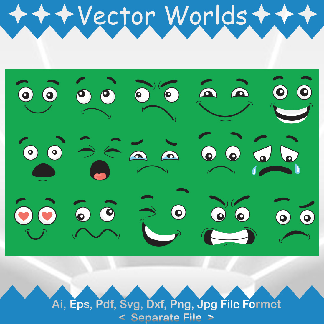 Cartoon Face SVG Vector Design preview image.