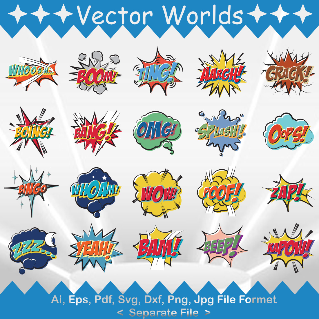 Comic Word SVG Vector Design preview image.