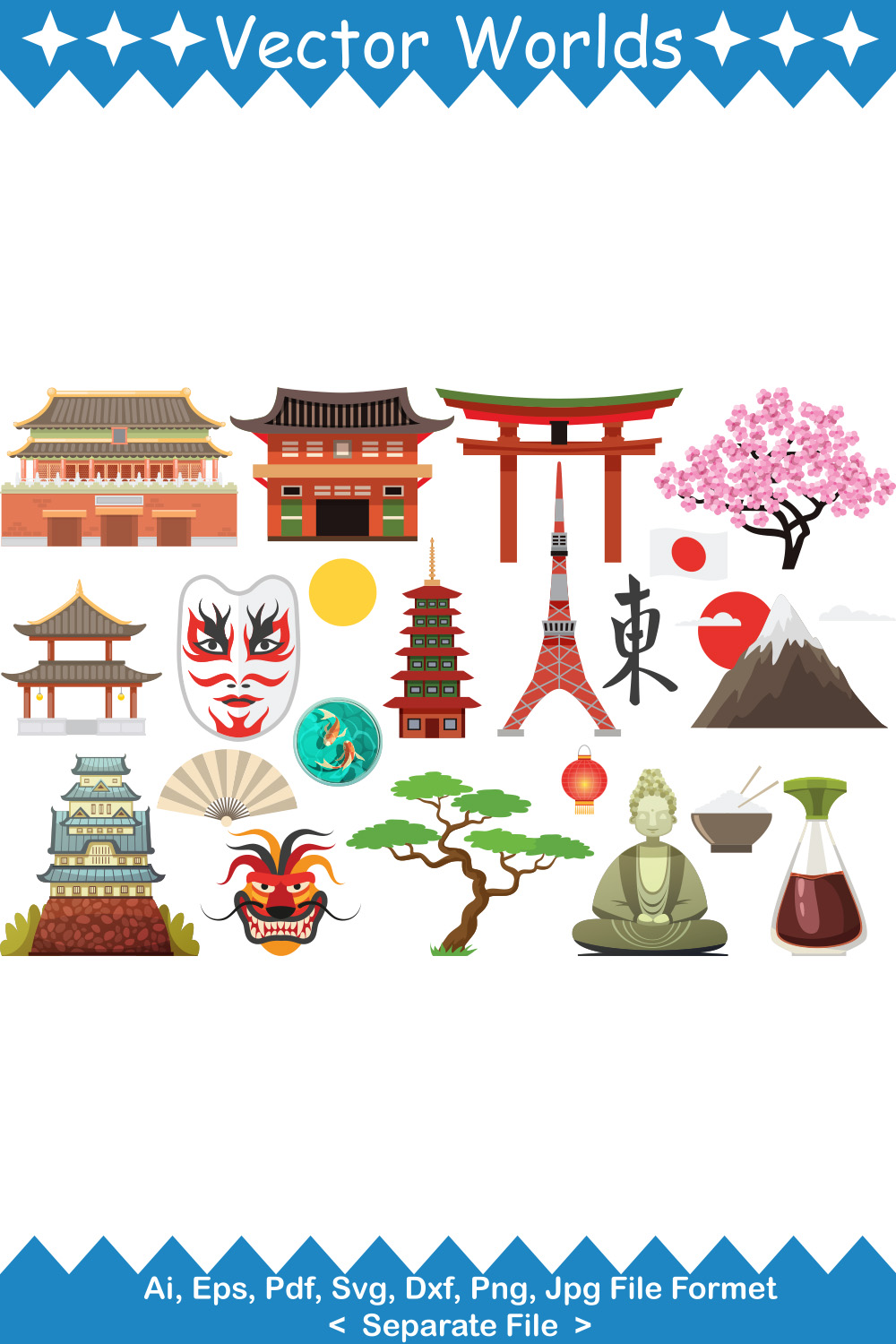 Japan Country Symbol SVG Vector Design pinterest preview image.