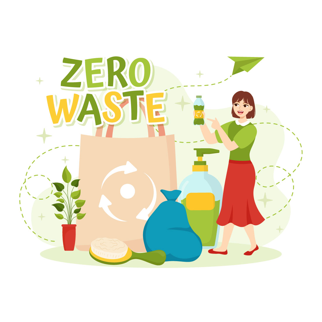 12 Zero Waste Vector Illustration preview image.