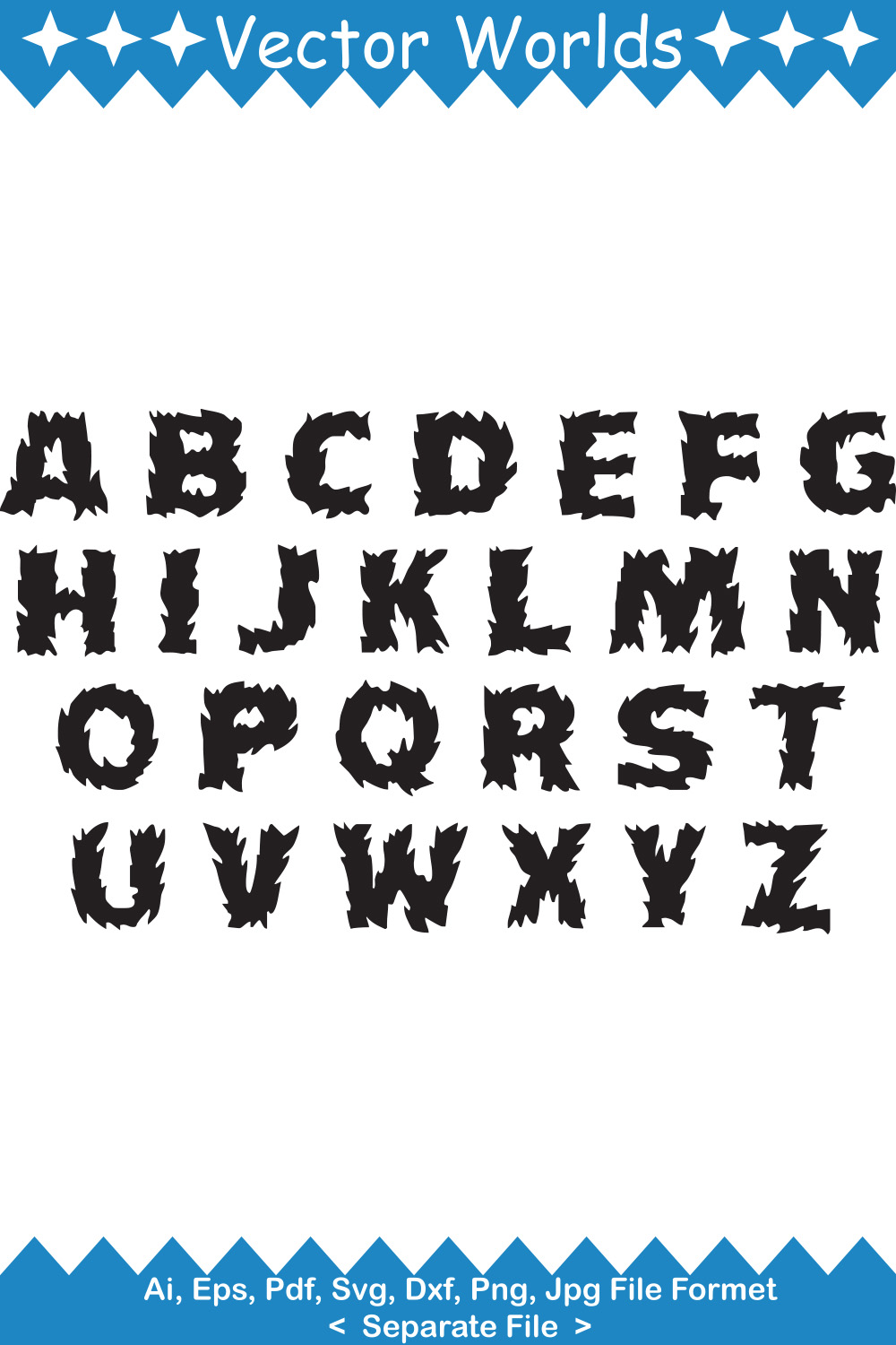 Fire Font Alphabet SVG Vector Design pinterest preview image.