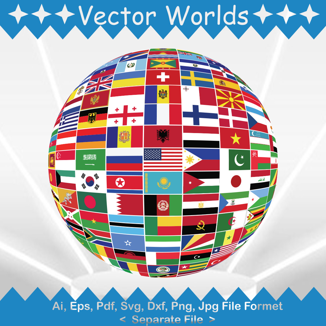 Flags Globe SVG Vector Design preview image.