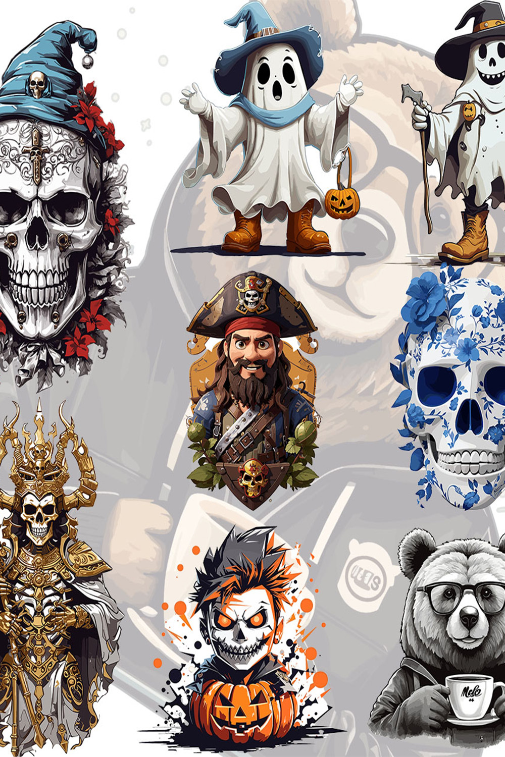 30+ Halloween and Skull T shirts Designs pinterest preview image.
